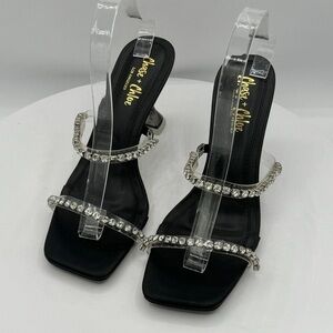 NEW Chase + Chloe Double Rhinestone Pyramid Heels  Size 9  Color Black MSRP $128